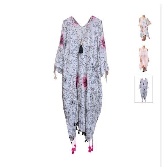 Maxi Tassel Dress in Flower Stitches Embroidery - Picture 3 of 4